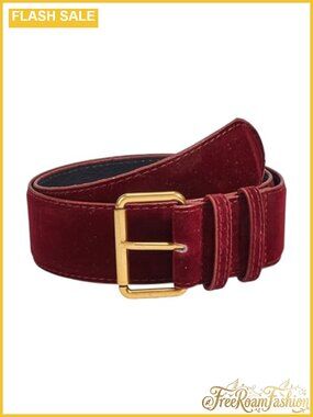 Wide Faux Leather Velvet Belt for Dresses & Jeans Gold Square Buckle